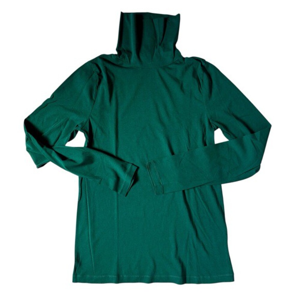 J.Crew Tissue Turtleneck, Long Sleeves Layering Basic, Cotton, Medium, Green